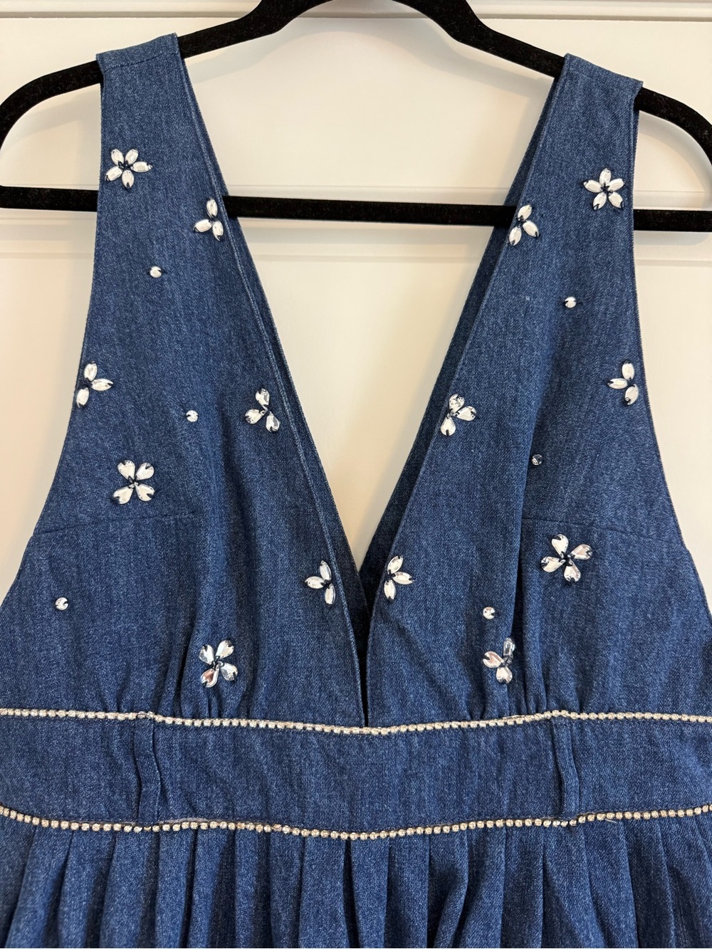 Free People Blue Denim Embroidered Mini Dress - Picture 2 of 6